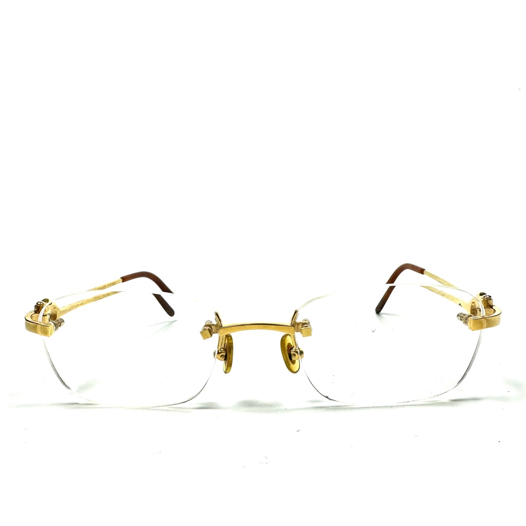 Cartier カルティエ サングラス 度入り リムレス スクエア Cモチーフ