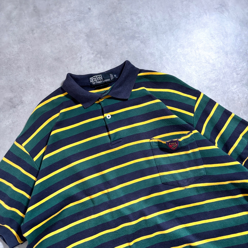 90s peada boarder polo ポロシャツ archive 90s POLO BY RALPH LAUREN border polo shirt Made in USA