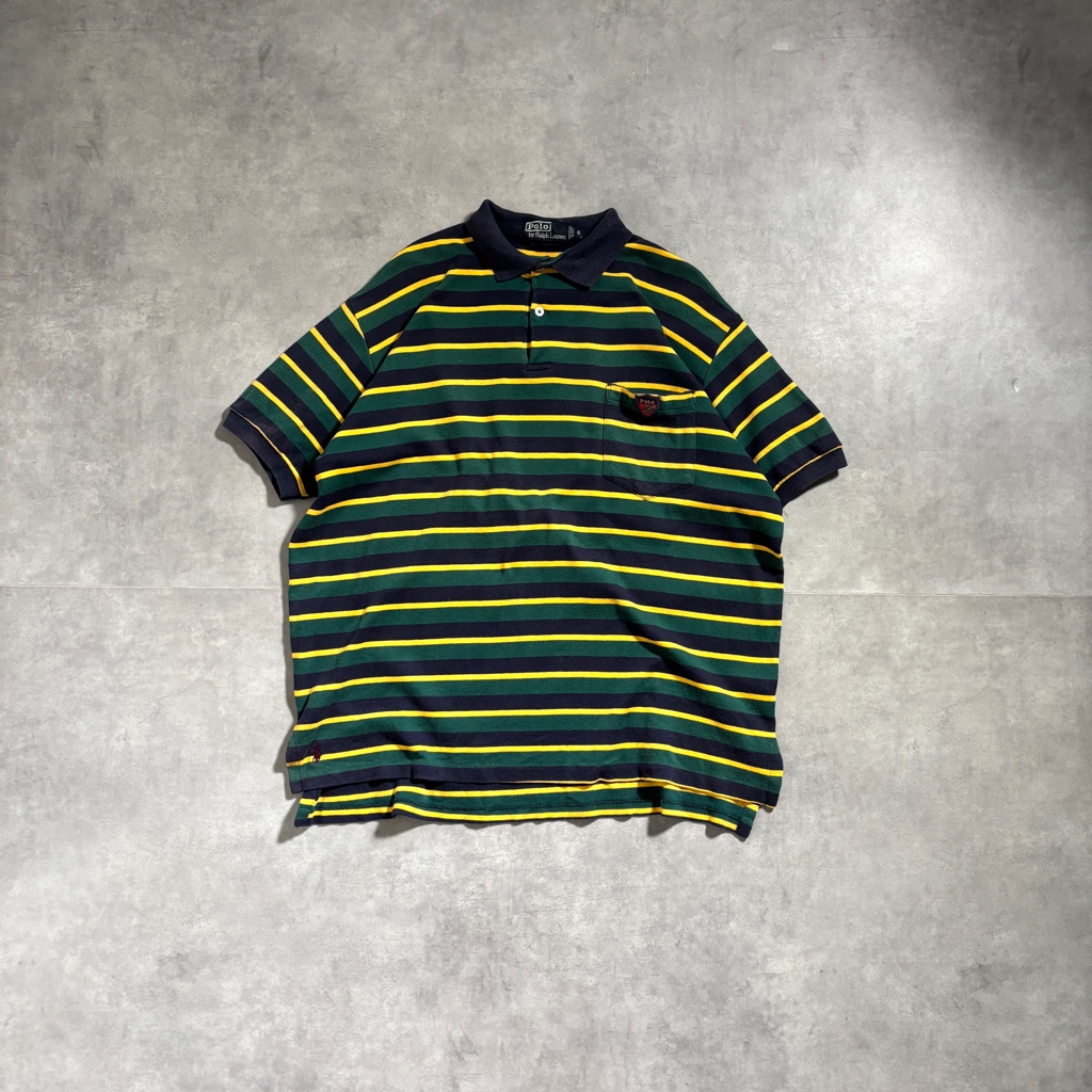 90s Polo Ralph Lauren USA製 Boarder Polo 90s Polo Ralph Lauren Border Navy Red White Polo Shirt