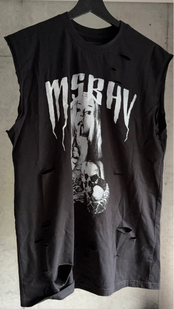 トップス MISBHV/damaged sleeveless Tee shirt Oversized Sleeveless Shirt for Men With Frayed Edges, Edgy