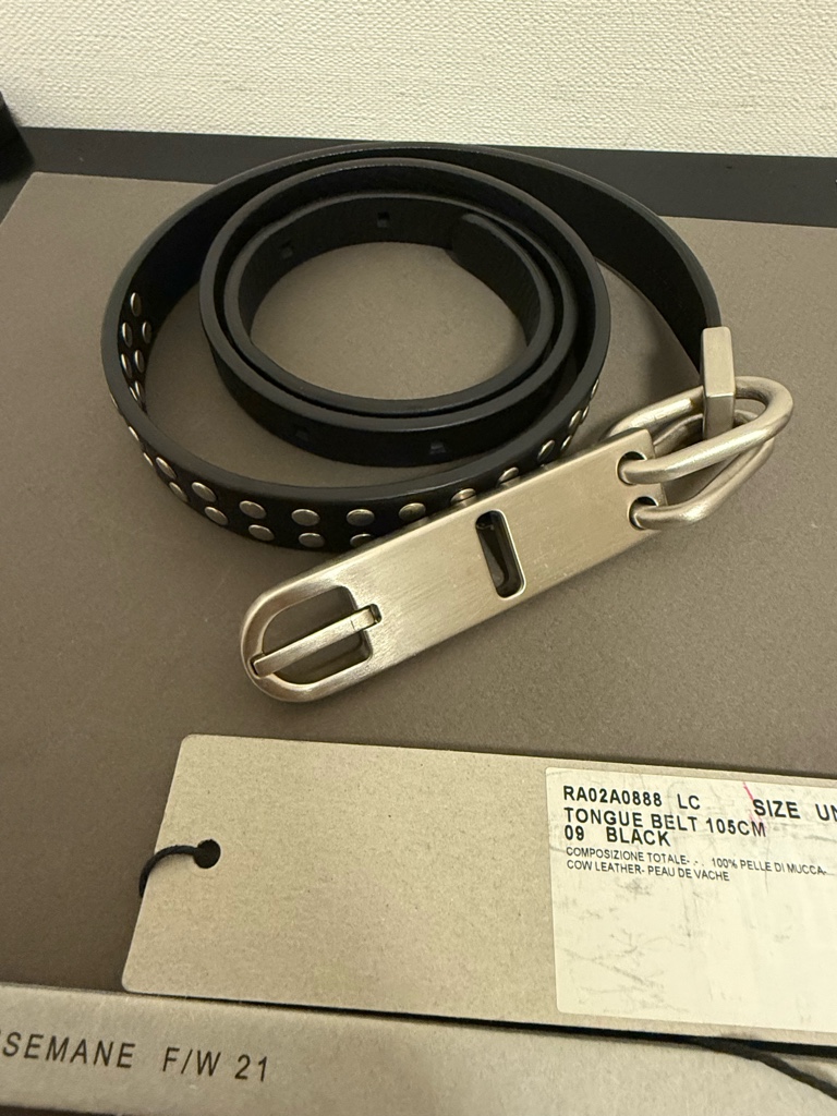 小物 Rick owens Tongue Belt GETHSEMANE 105cm Rick Owens Men's' Tongue Belt in Black | LN-CC®