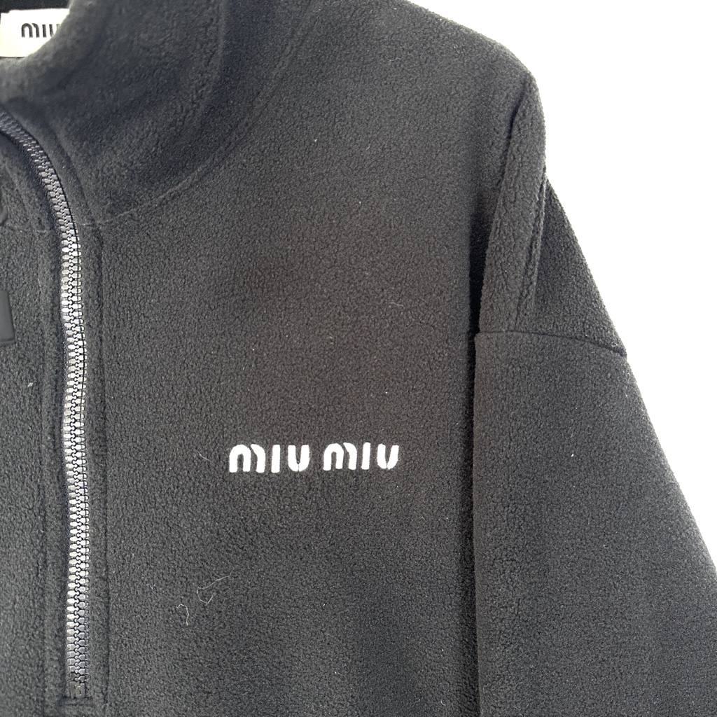 24AW MIU MIU ブラック フリーススウェットシャツ