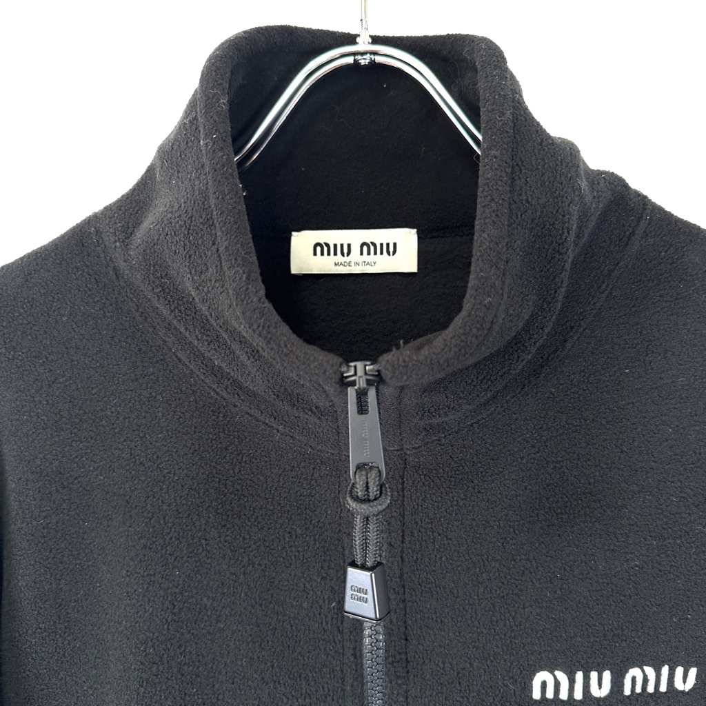 24AW MIU MIU ブラック フリーススウェットシャツ