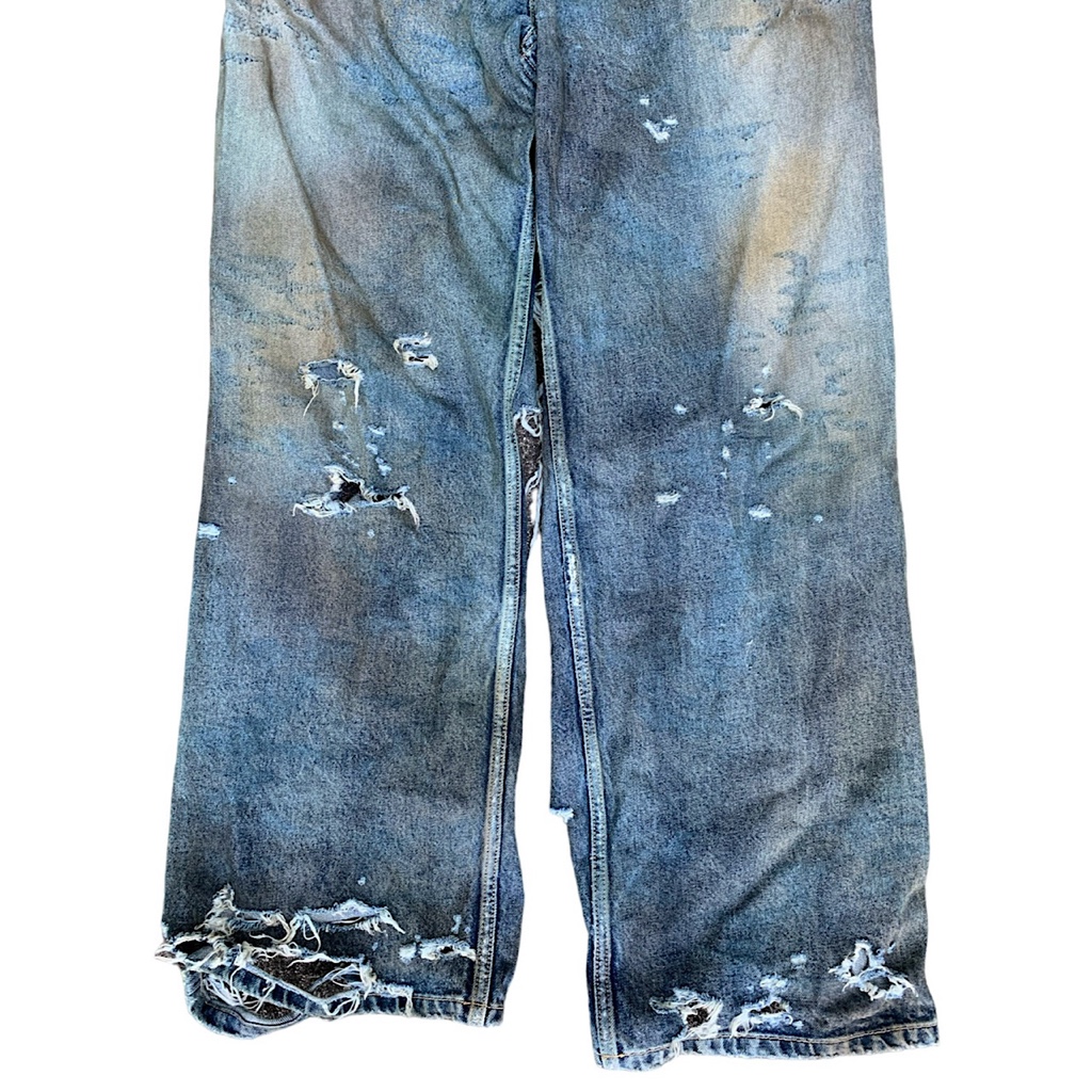 BALENCIAGA 21AW デストロイ バギー コットン デニムパンツ BALENCIAGA 21AW デストロイ バギー コットン デニムパンツ BALENCIAGA