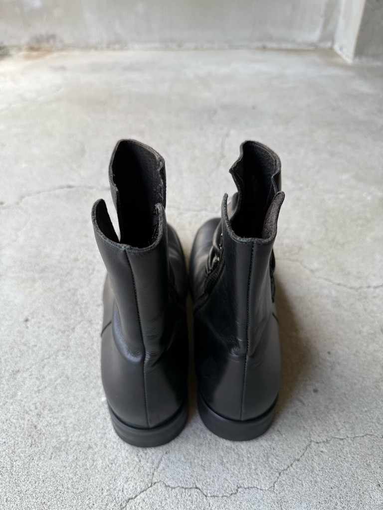 BOEMOS Archive Black Wrinkled Leather Boots - ARCHIVESTOCK