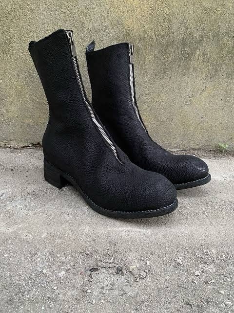 美品　GUIDI PL2　パープル GUIDI Short Back Zip Boots Double Sole （Beige Purple