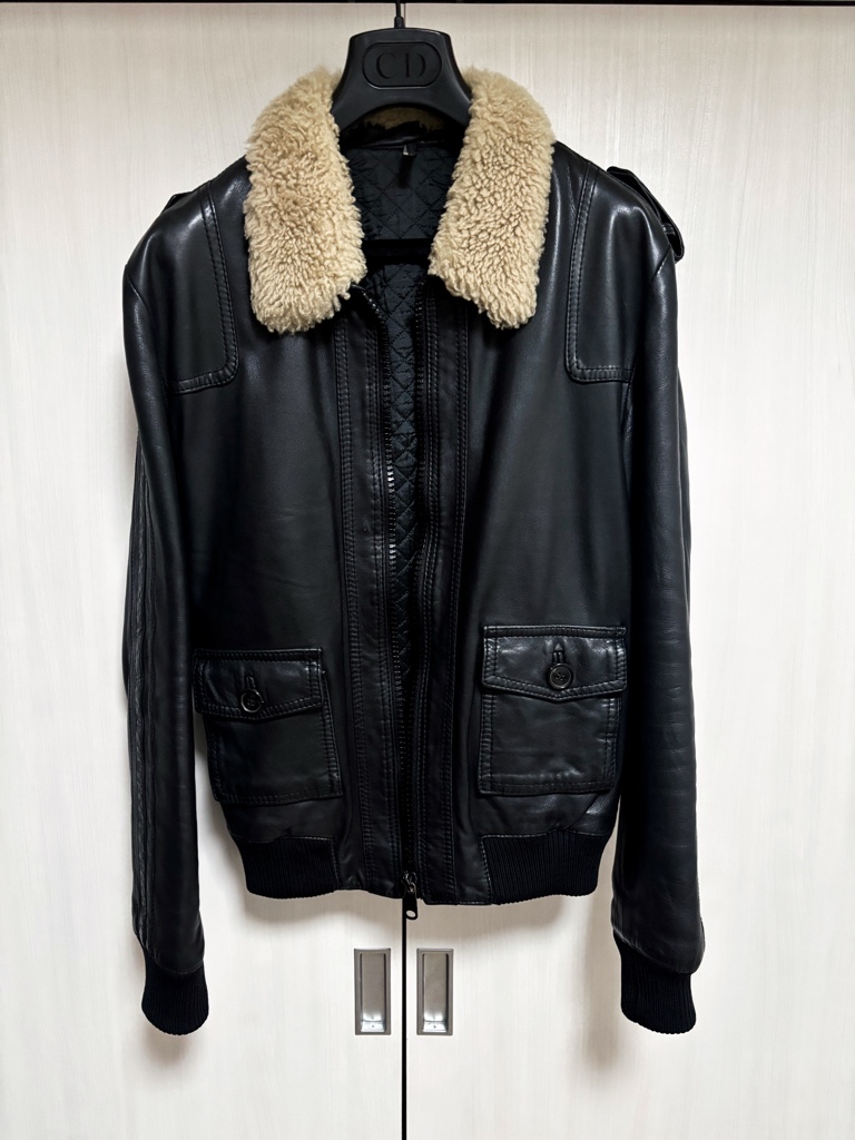 Dior HOMME エディ 05AW GLAM期 襟ボア ブルゾン ジャケット Dior HOMME エディ 05AW GLAM期 襟ボア ブルゾン ジャケット