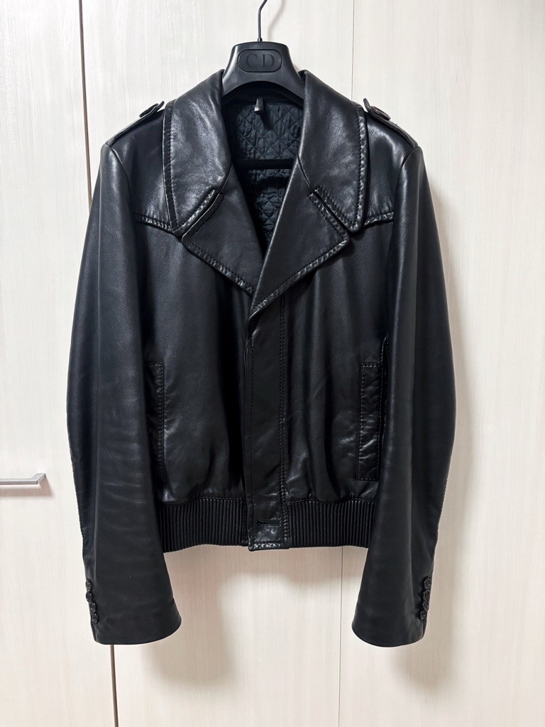 05AW フランス製 レザージャケット ブルゾン 44 ディオールオム