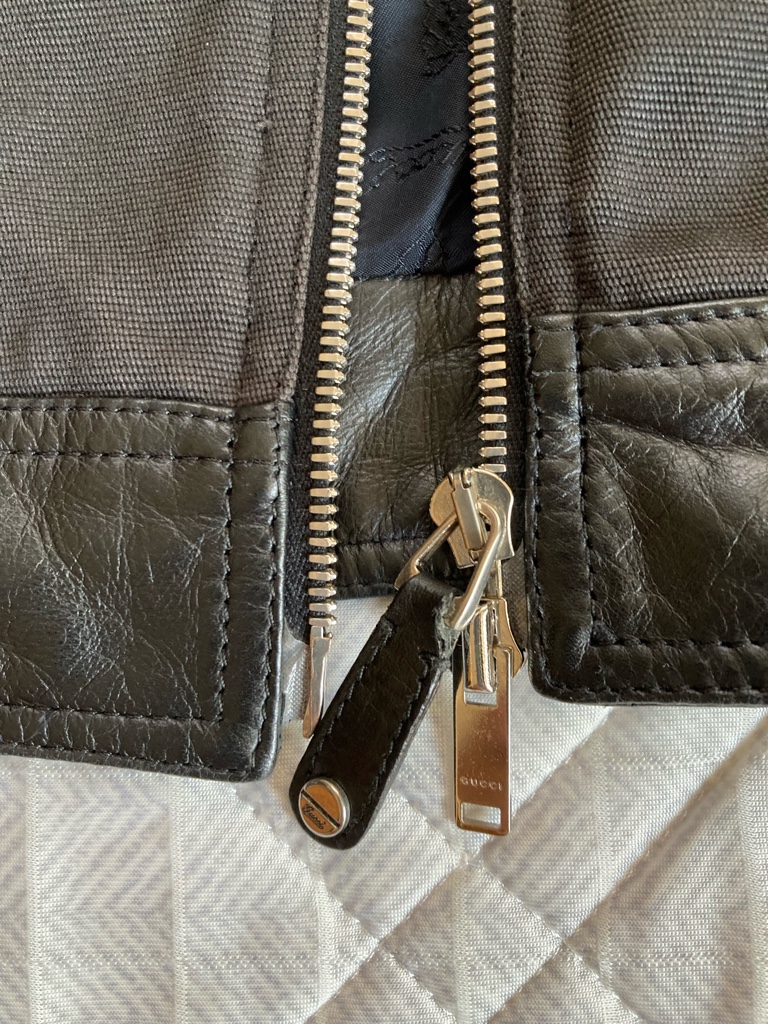 GUCCI08ssフリーダジャンニーニ期　襟レザーコットンツイールジャケット GUCCI08ssフリーダジャンニーニ期 襟レザーコットンツイール