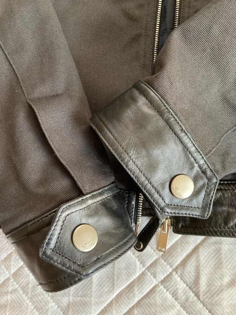 GUCCI08ssフリーダジャンニーニ期 襟レザーコットンツイール