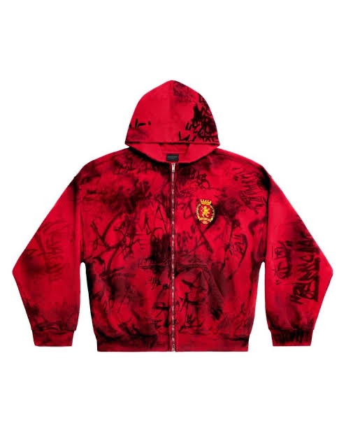 ★韓国の人気★【BALENCIAGA】★ウェーブ ロゴ フード★RED★ balenciaga skater zip up hoodie red