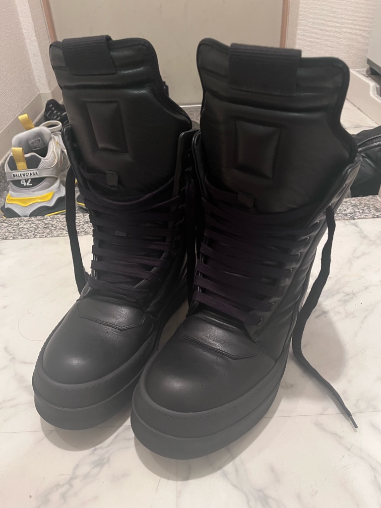 Rick Owens ピラルクガンメタルウェッジ43 希少 Rick Owens 25SS Hollywood Mega Geobasket triple black
