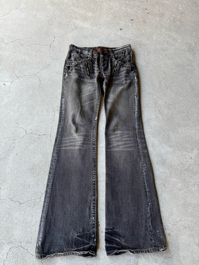 パンツ Archive black denim flare pants Y2K パンツ archive black flare denim grunge y2k Archive black