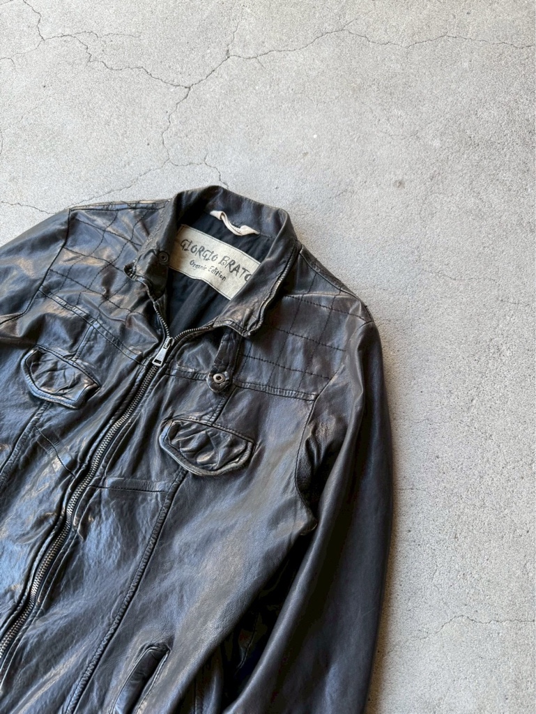 GIORGIO BRATO ARCHIVE BLACK LAMB LEATHER JACKET - ARCHIVESTOCK