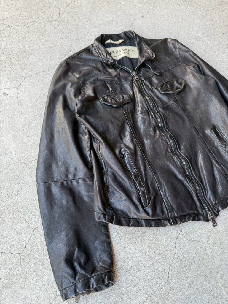 GIORGIO BRATO ARCHIVE BLACK LAMB LEATHER JACKET - ARCHIVESTOCK