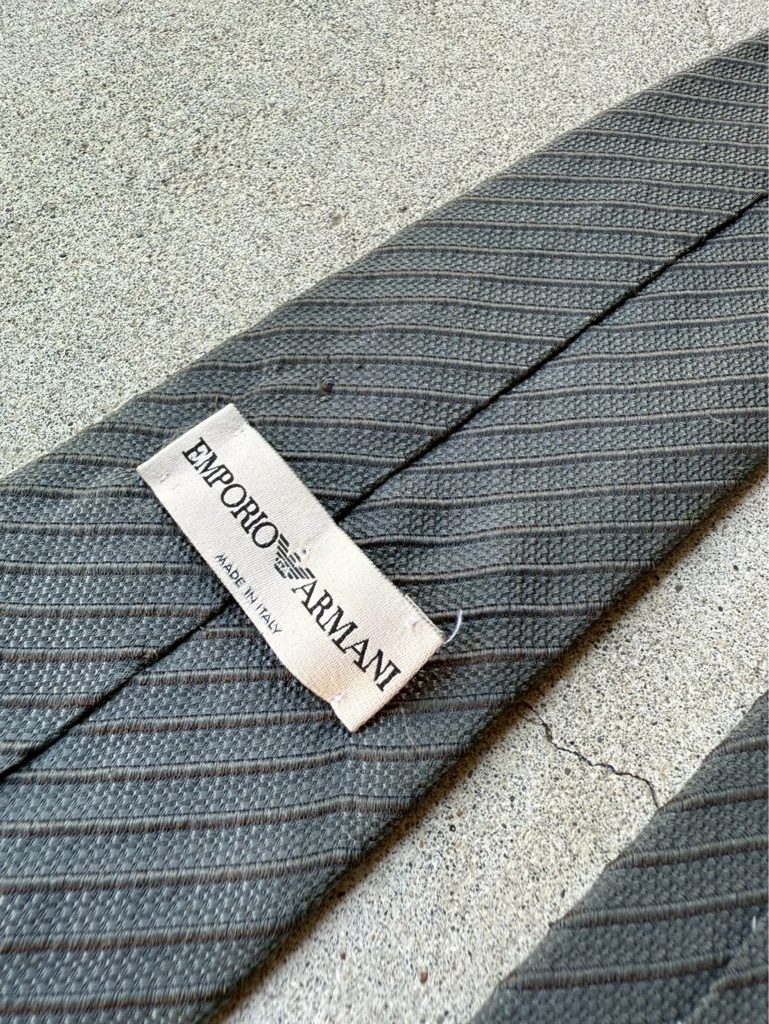 小物 EMPORIO ARMANI stole archive EMPORIO ARMANI ARCHIVE GRAY STRIPE SILK TIE - ARCHIVESTOCK