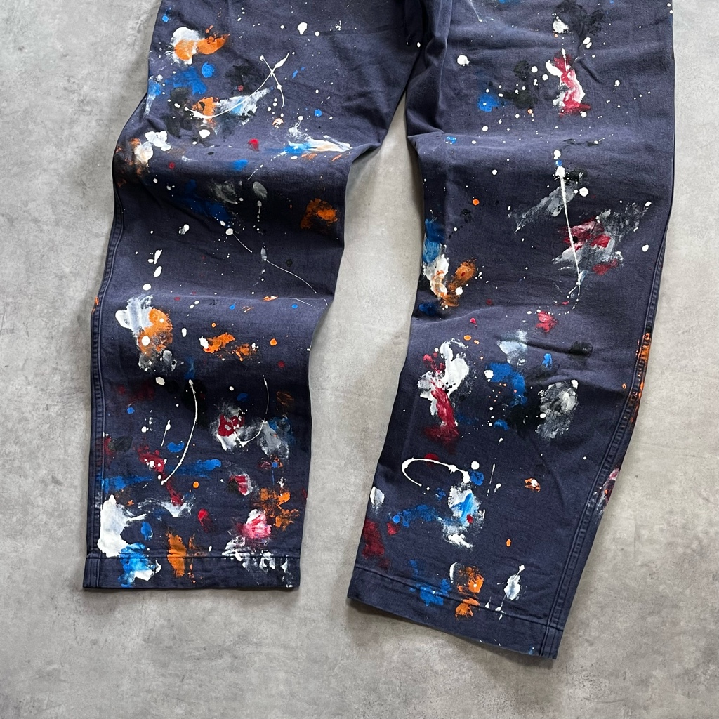 コムデギャルソン オム ペイント加工パンツ コットンパンツ ネイビー 
