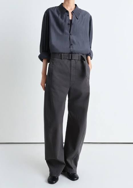 【新品未使用】LEMAIRE TWISTED BELTED PANTS Lemaire: Blue Grey Twisted Belted Pants | Men's Designer Clothes
