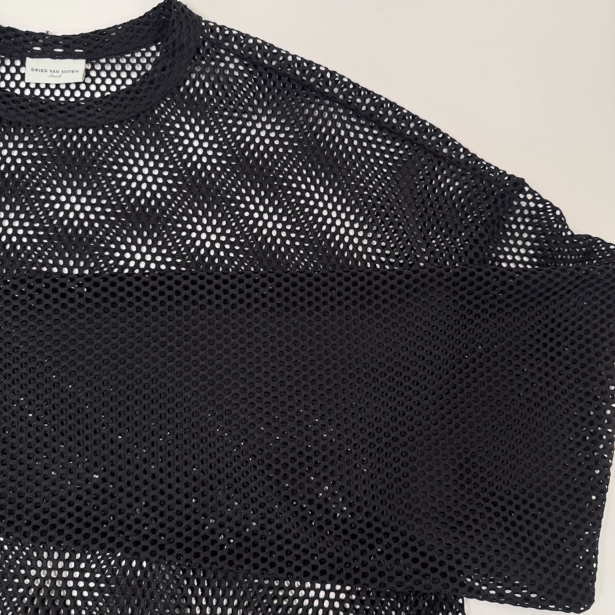 DRIES VAN NOTEN ロングスリーブメッシュTシャツ SMALL ブラック