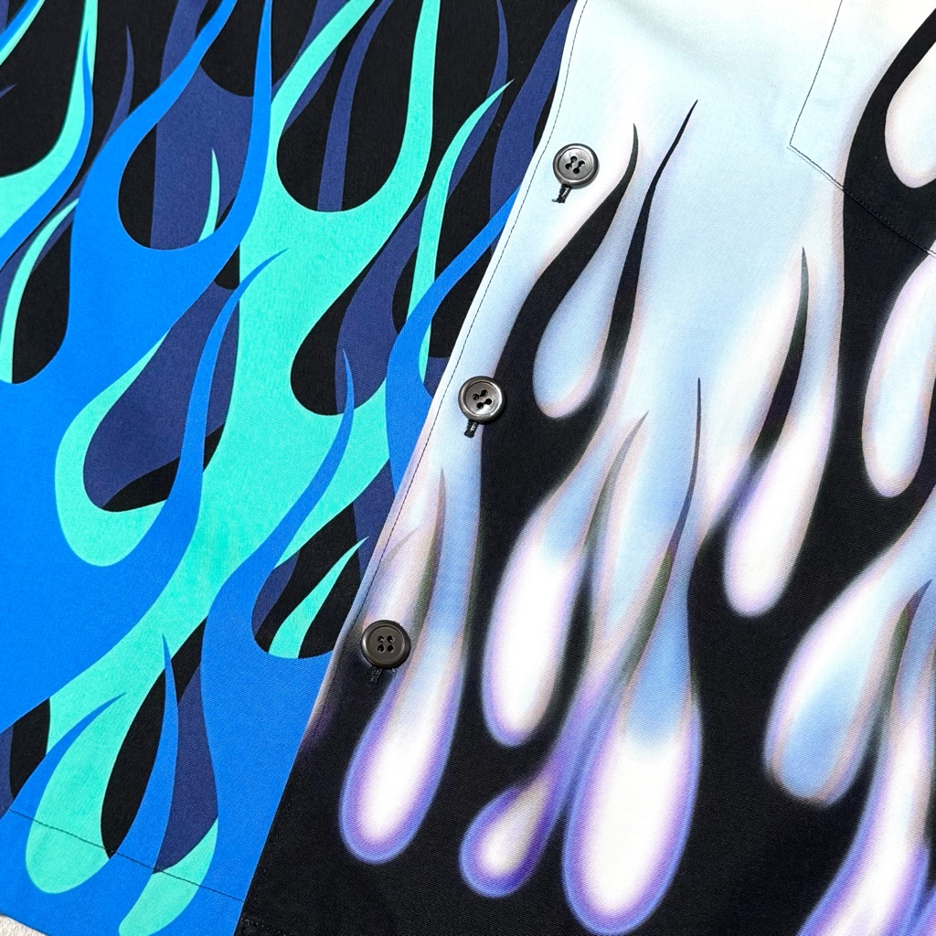 PRADA】DOUBLE-MATCH FLAMES PRINT SHIRT M - ARCHIVESTOCK 