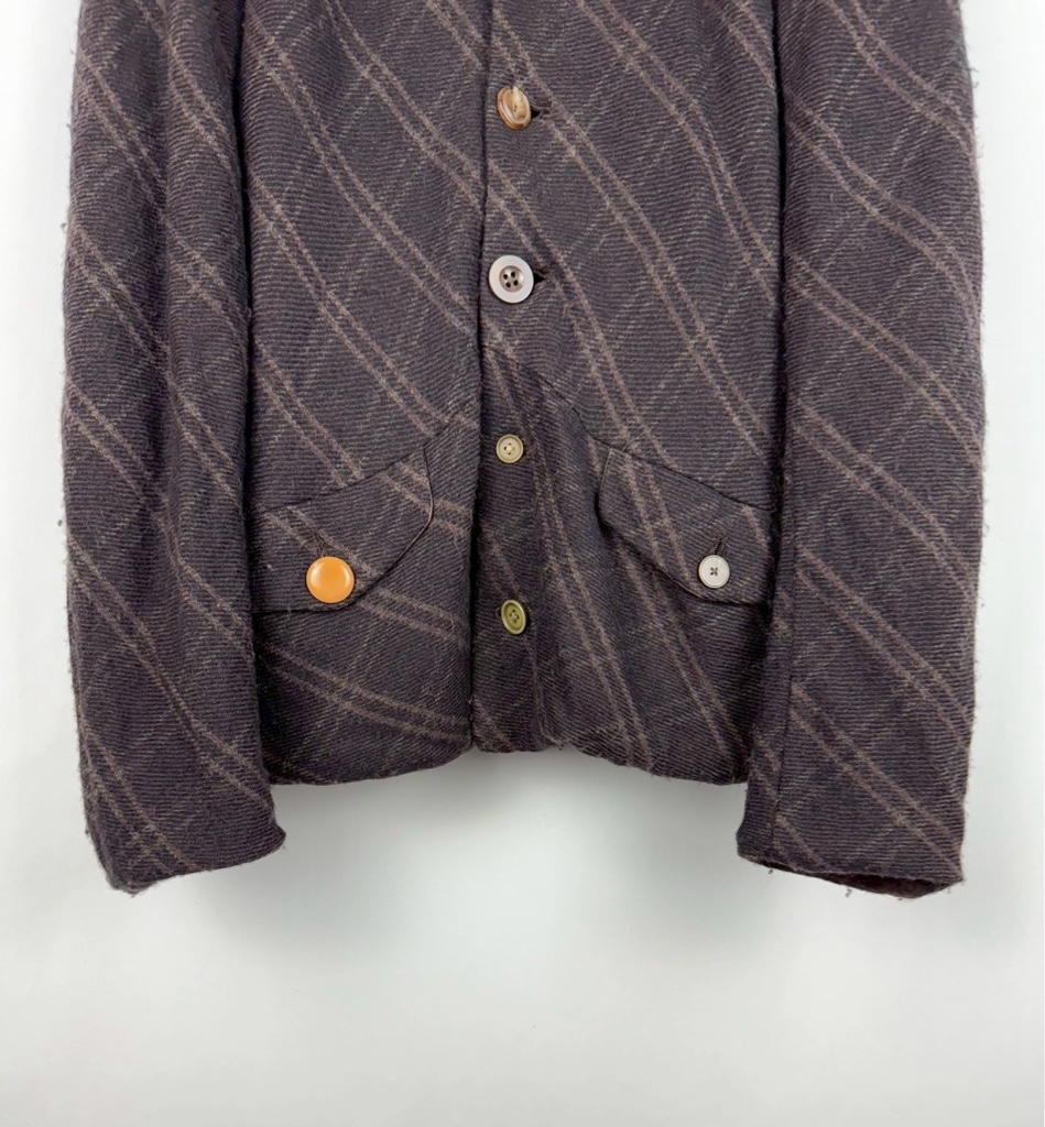 【日本製】kolor 縮絨 ウールブレンド ダブルジャケット チェック COLUR kolor カラー 23AW チェック柄 ダブルブレストギミック