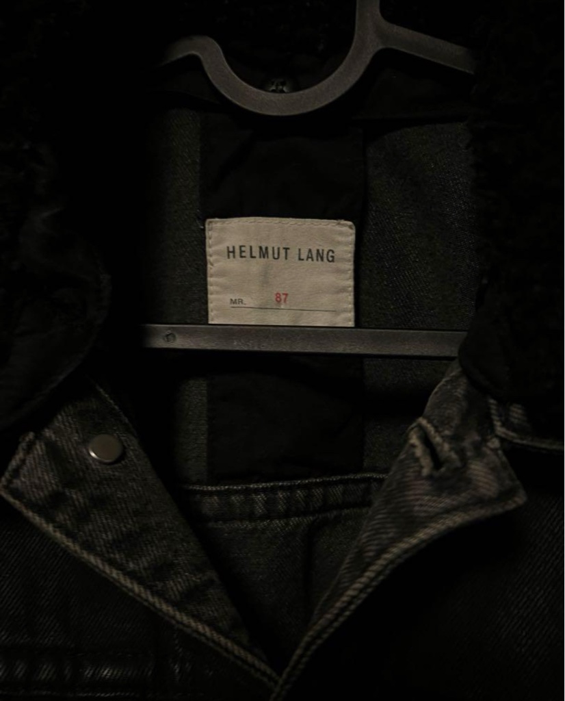 Helmut Lang Fur Collar Wax Denim Jacket コーティングデニム