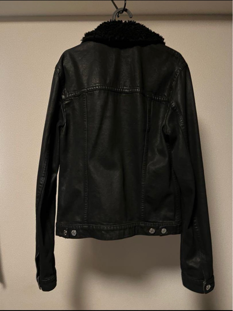 Helmut Lang Fur Collar Wax Denim Jacket コーティングデニム