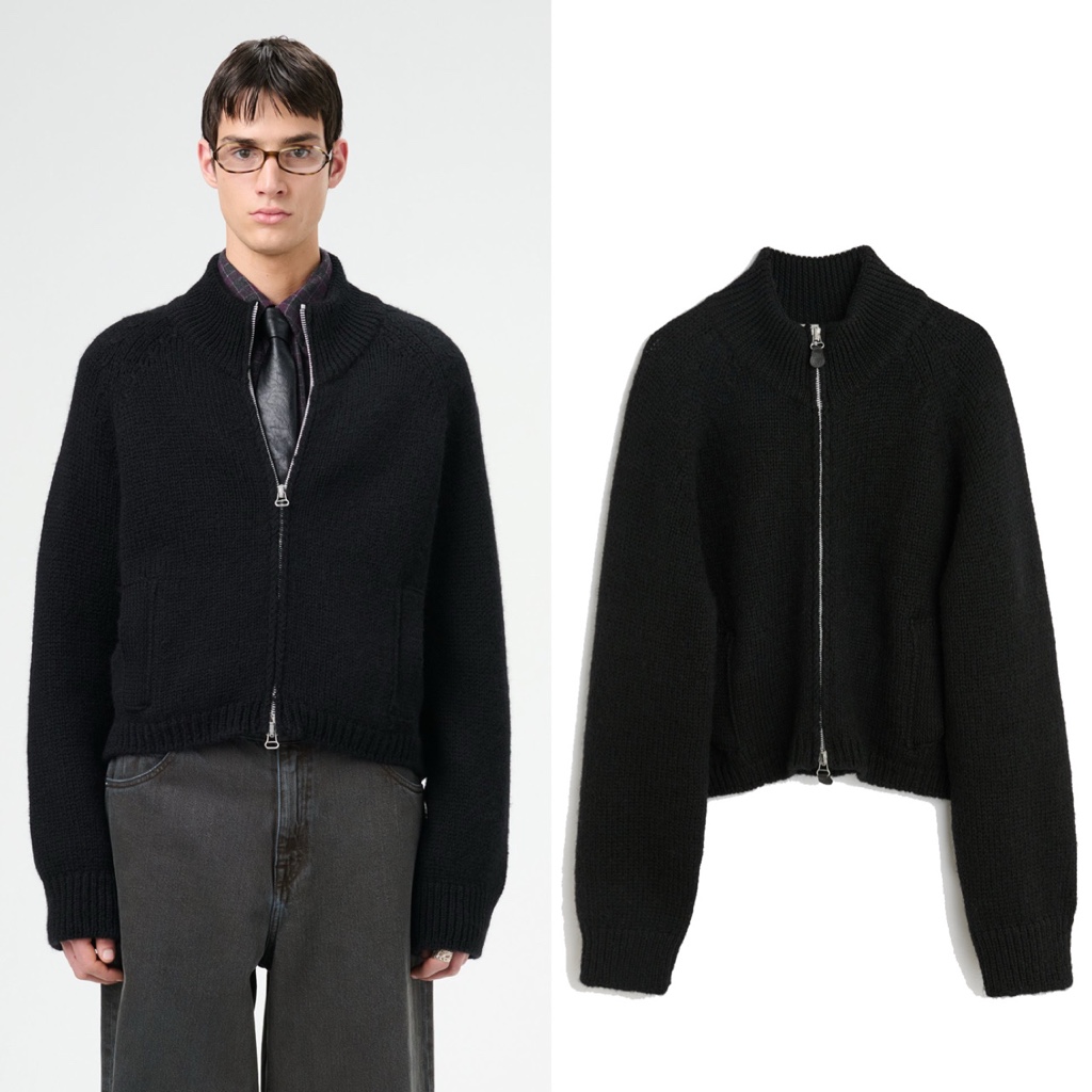 トップス OUR LEGACY ULTRA ZIP FUNNEL 24AW Our Legacy - Ultra Zip Funnel Jet Black Isels Wool