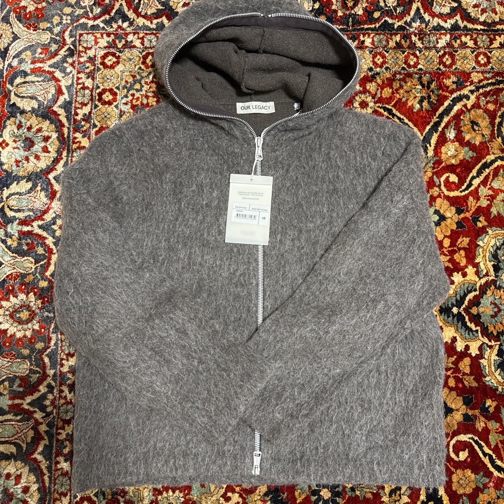 OUR LEGACY FULLZIP HOOD MOLE GREY MOHAIR - ARCHIVESTOCK