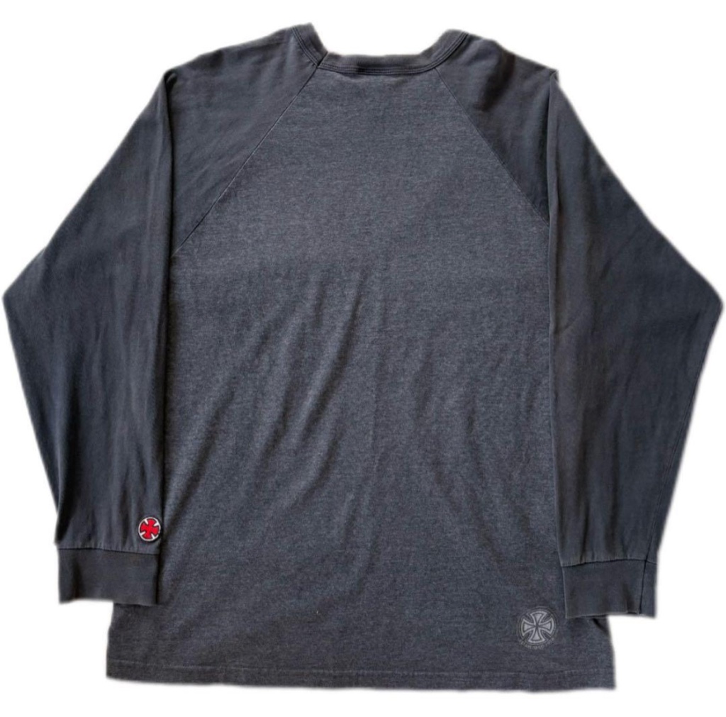 【USA製】インディペンデント 90s ラグラン ロンT 腕プリント M グレー 90s 00s Independent raglan long sleeve T-shirt 90年代 00年代