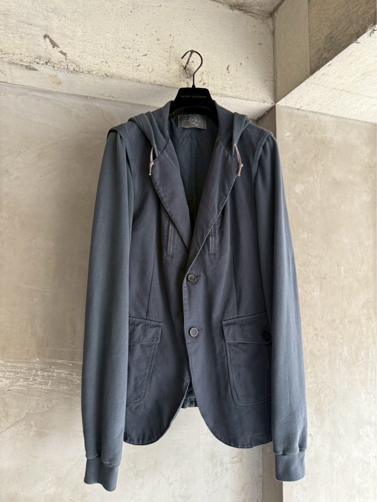 ALEXANDER McQUEEN Archive Dark Navy Hooded Tailored Jacket  