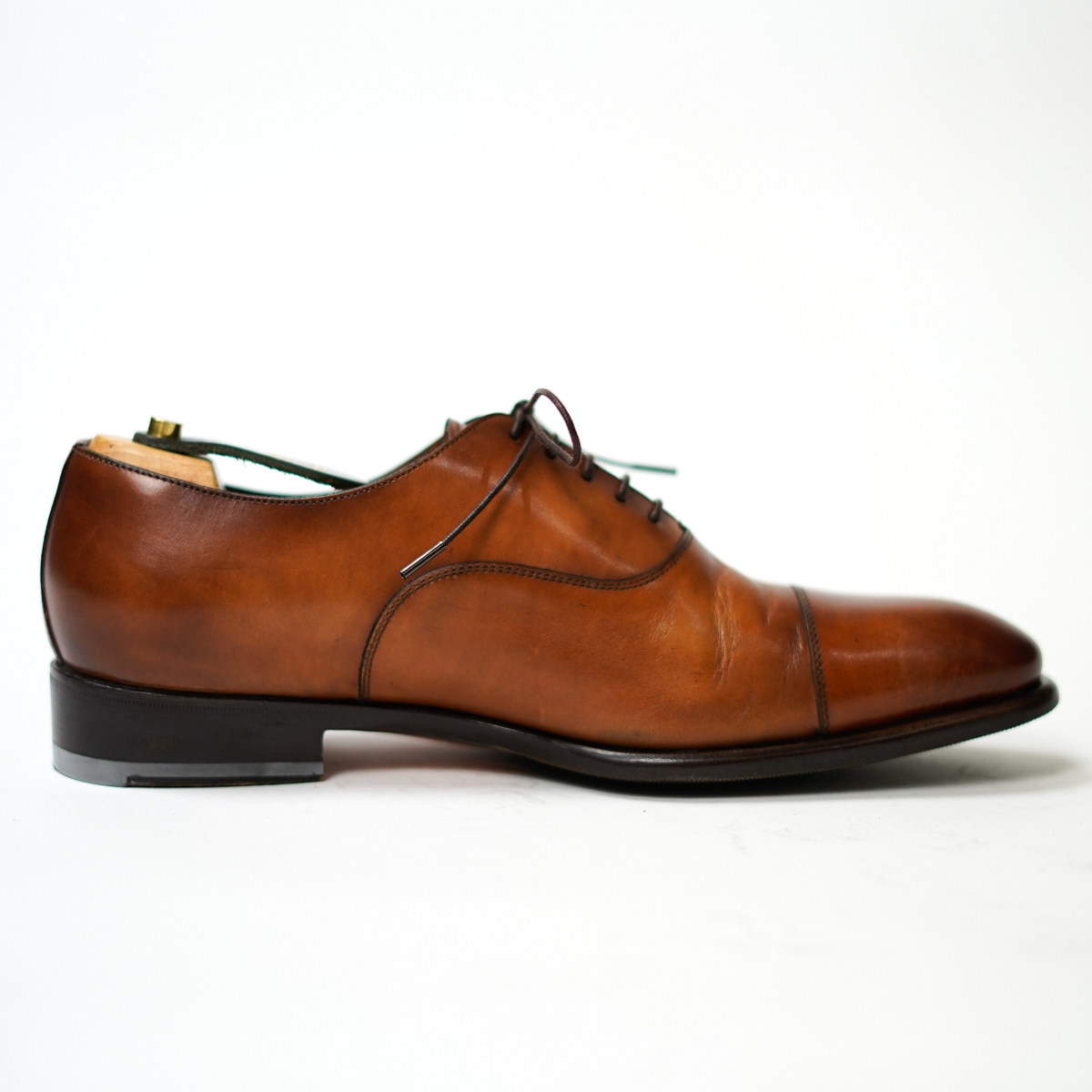 付属品完備 SANTONI ストレートチップシューズ 6 1/2 F ブラウン