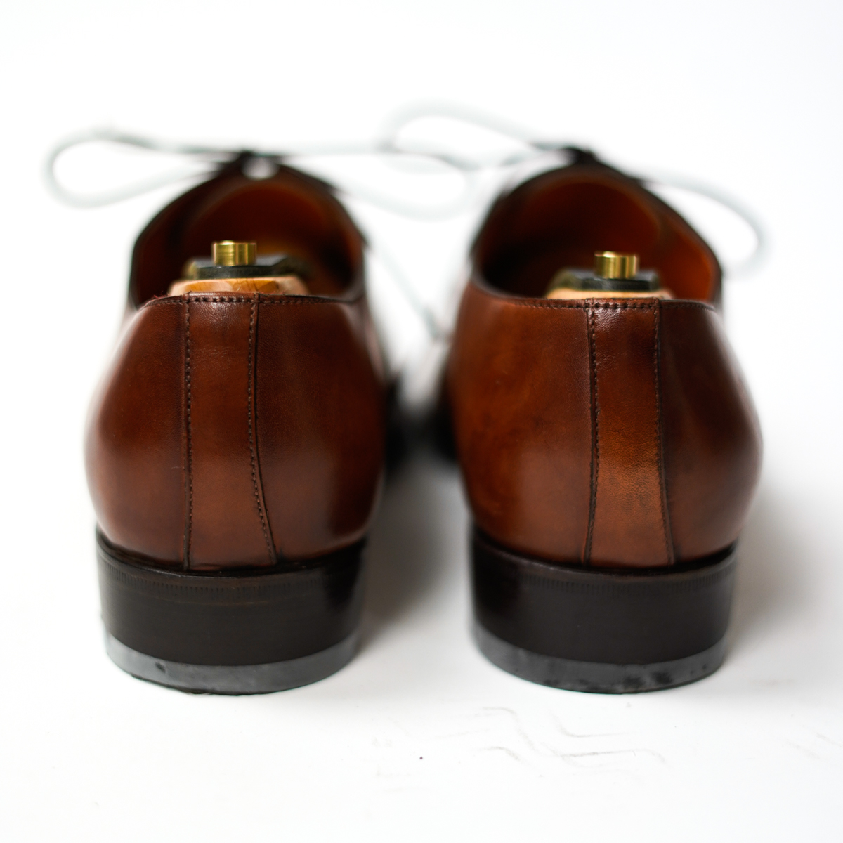 付属品完備 SANTONI ストレートチップシューズ 6 1/2 F ブラウン