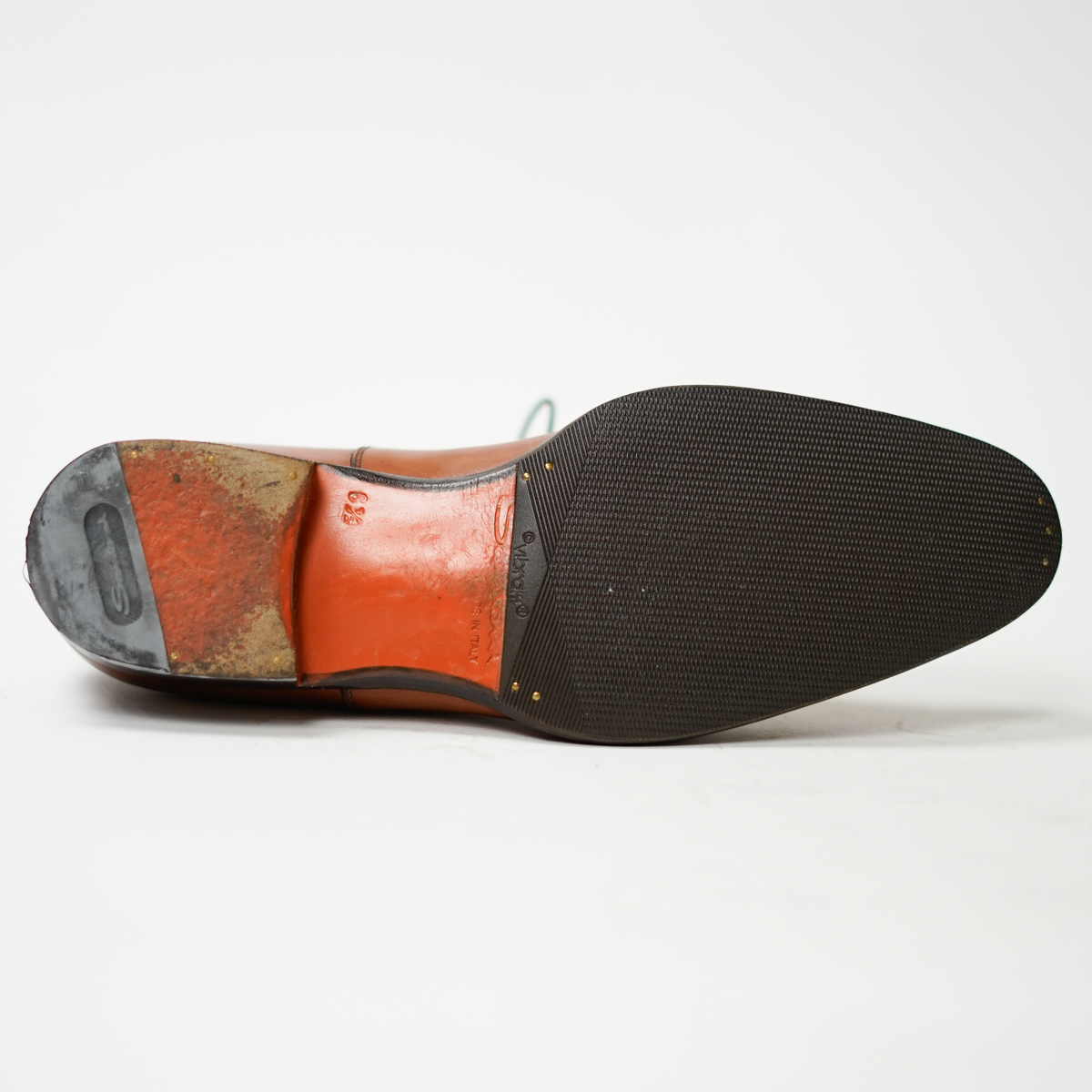 付属品完備 SANTONI ストレートチップシューズ 6 1/2 F ブラウン