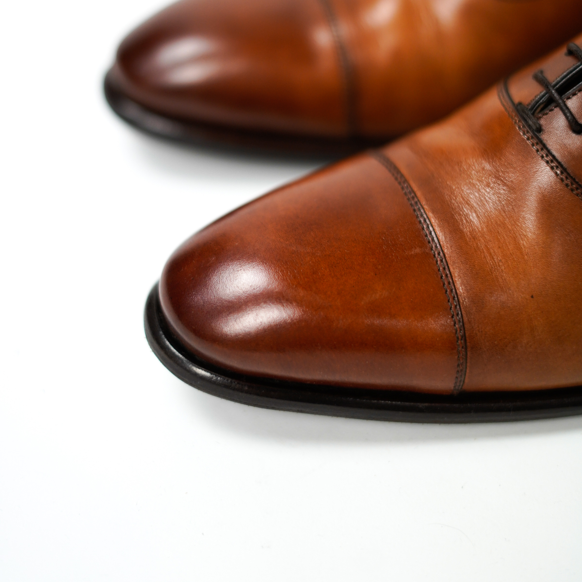付属品完備 SANTONI ストレートチップシューズ 6 1/2 F ブラウン