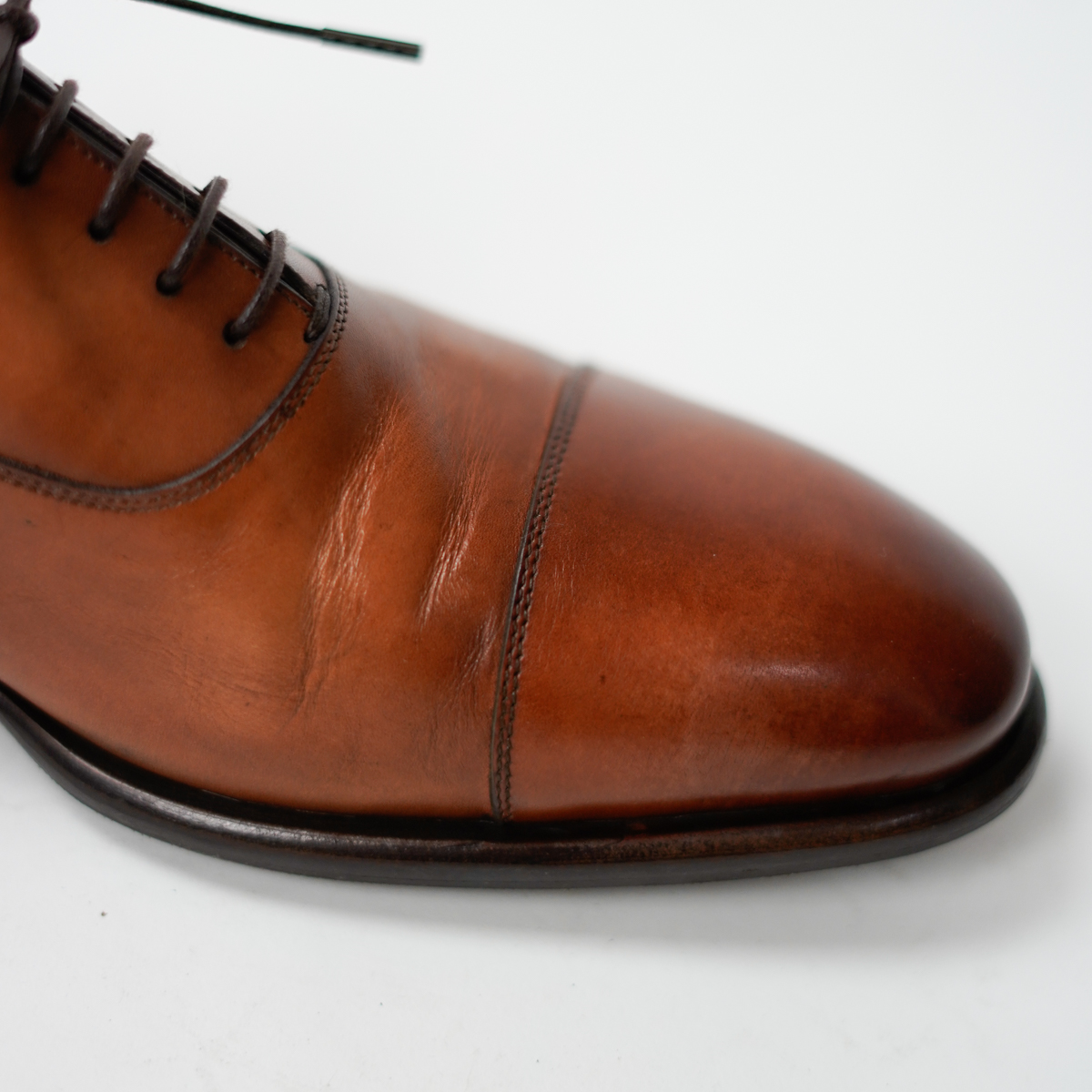 付属品完備 SANTONI ストレートチップシューズ 6 1/2 F ブラウン