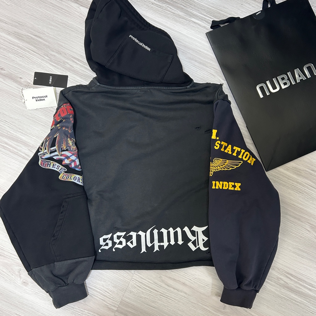 Protocol Index UPSIDE DOWN ZIP HOODIE / MULTI BLK ジップパーカー