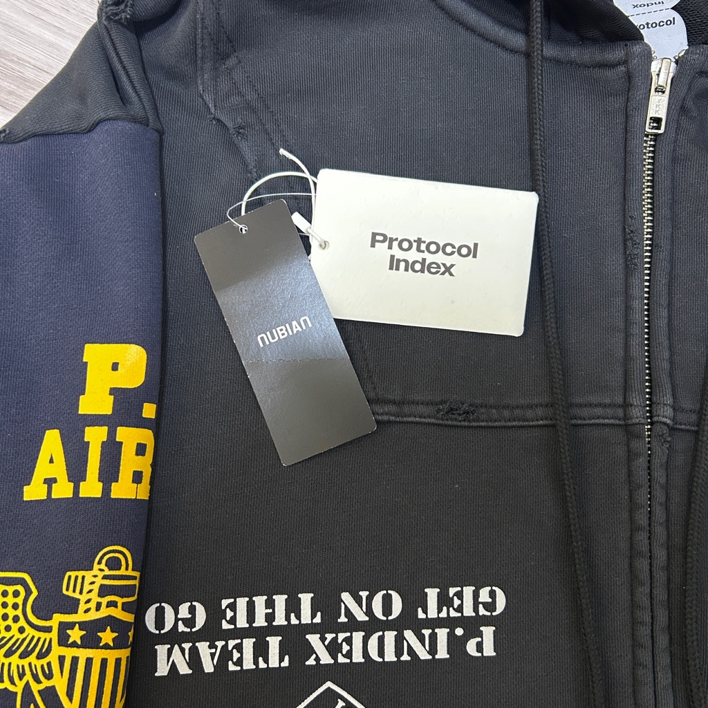 Protocol Index UPSIDE DOWN ZIP HOODIE / MULTI BLK ジップパーカー