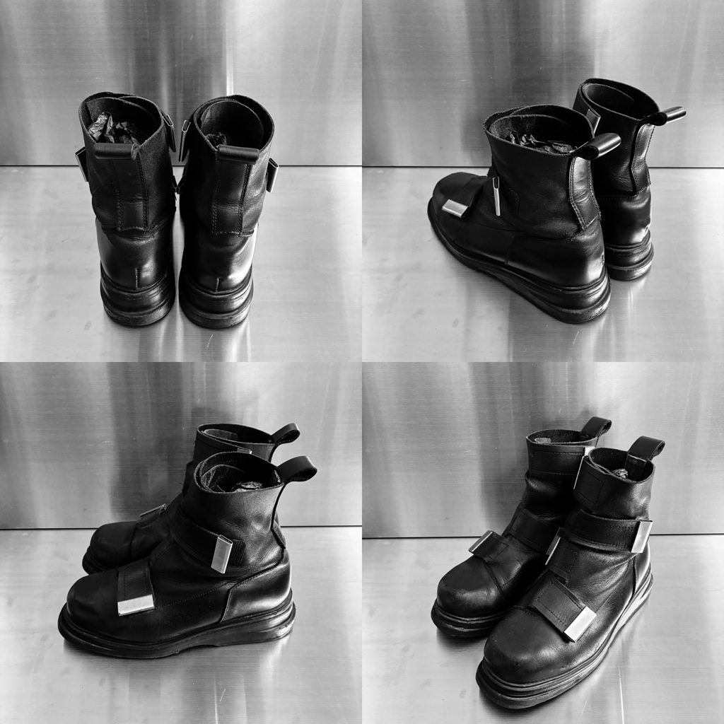 96FW Dirk Bikkembergs Iconic Velcro Boots With Metal Details