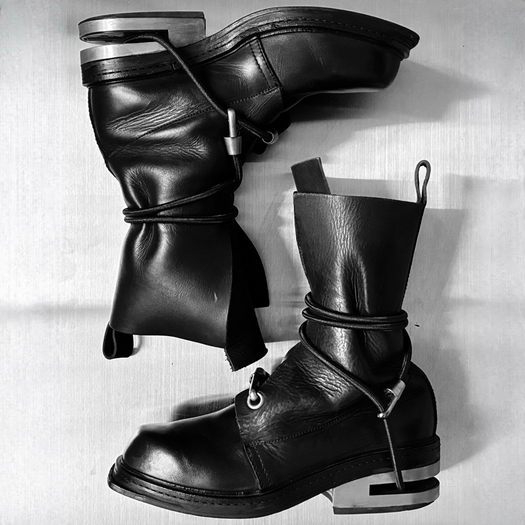 96AW Dirk Bikkembergs Tall Bungee Boots - ARCHIVESTOCK