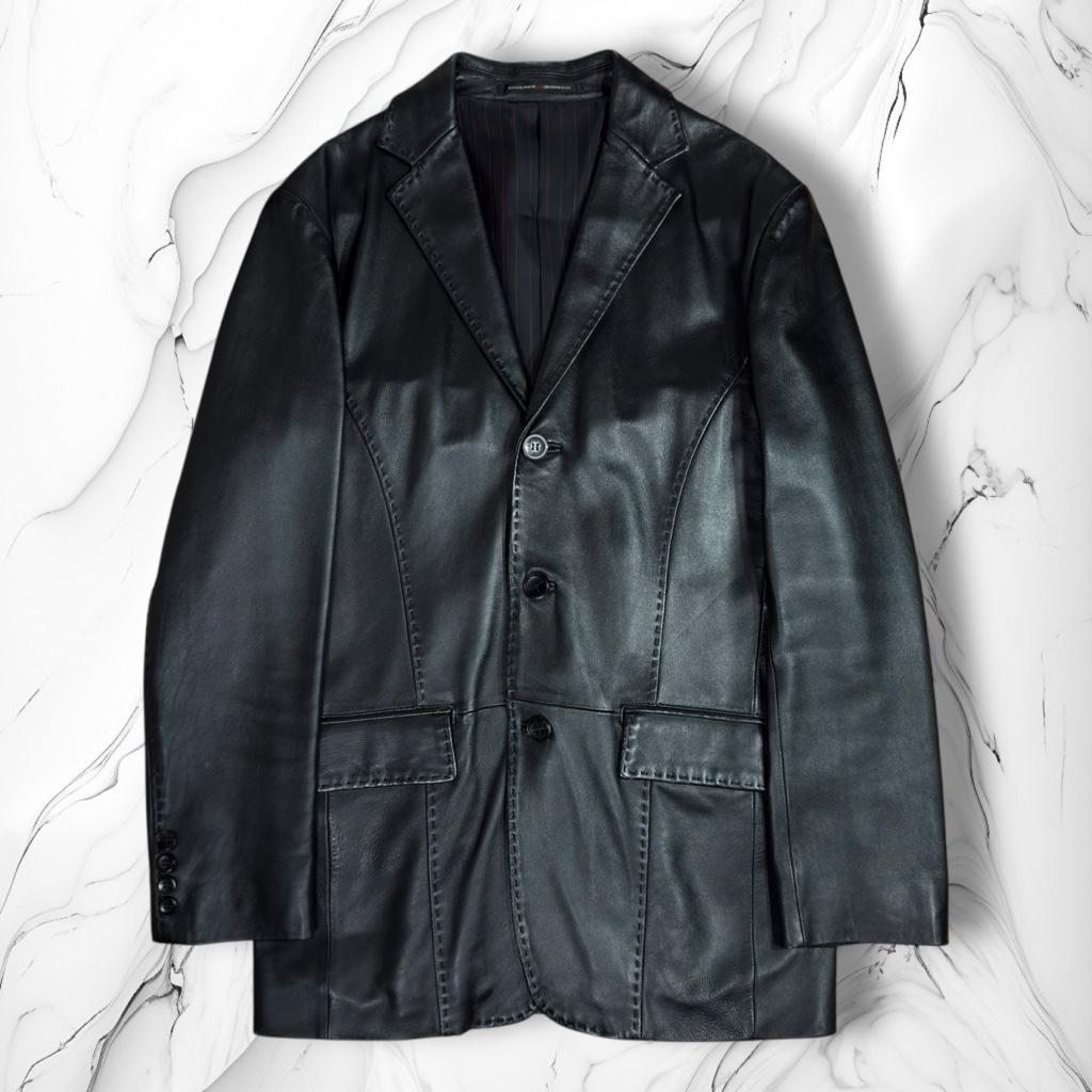 GAULTIER HOMM E 黒 羊革レザージャケット 希少》ゴルチエオムオブジェ ラムレザー 羊革 3B テーラードジャケット