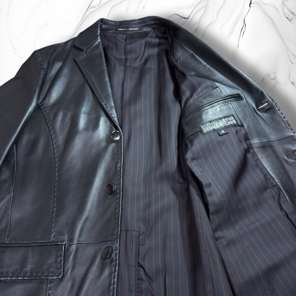 希少》ゴルチエオムオブジェ ラムレザー 羊革 3B テーラードジャケット