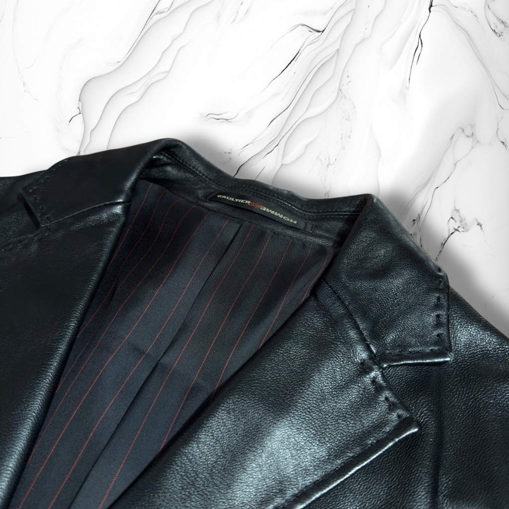 希少》ゴルチエオムオブジェ ラムレザー 羊革 3B テーラードジャケット