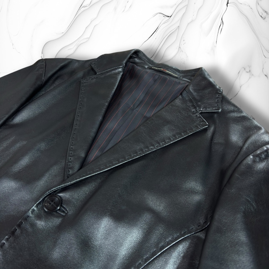 希少》ゴルチエオムオブジェ ラムレザー 羊革 3B テーラードジャケット