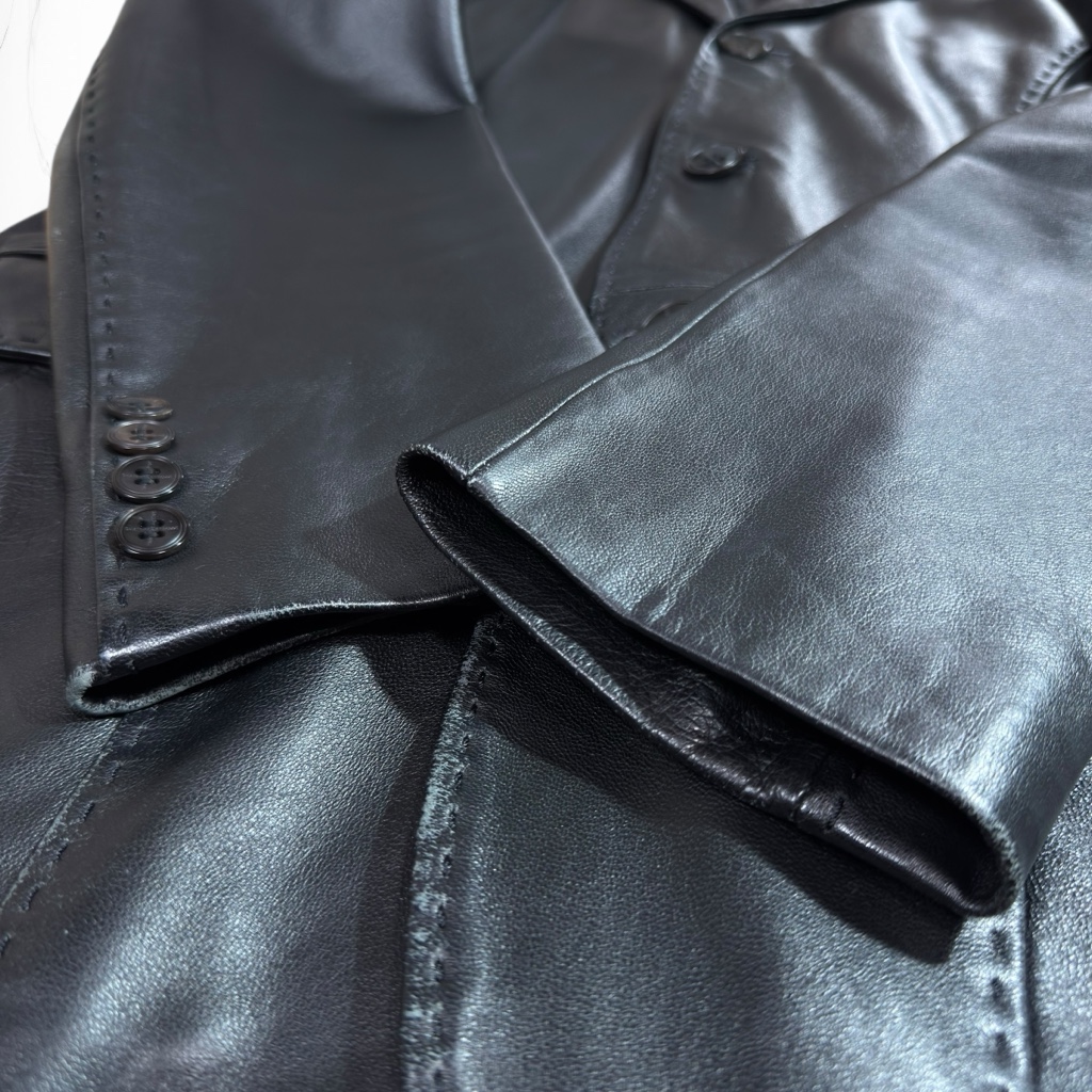 希少》ゴルチエオムオブジェ ラムレザー 羊革 3B テーラードジャケット