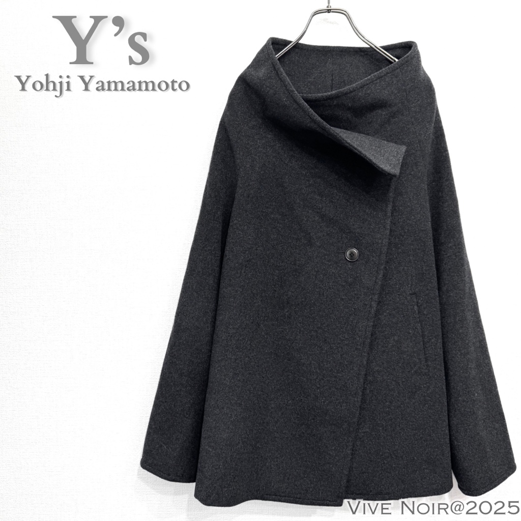 Y's ワイズ ヨウジヤマモト カシミヤ混 ウール 変形コート グレー杢 Y's ワイズ ヨウジヤマモト カシミヤ混 ウール 変形コート グレー杢