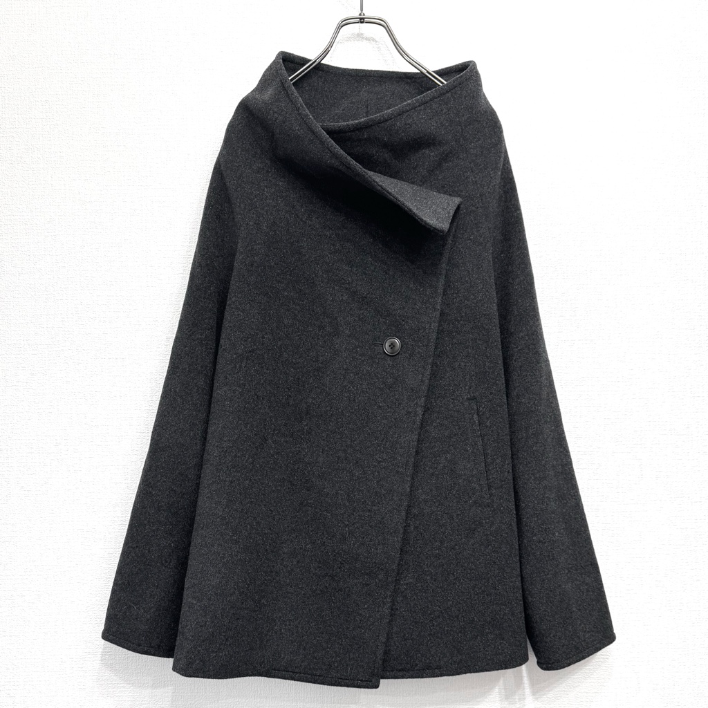 Y's ワイズ ヨウジヤマモト カシミヤ混 ウール 変形コート グレー杢 Y's ワイズ ヨウジヤマモト カシミヤ混 ウール 変形コート グレー杢