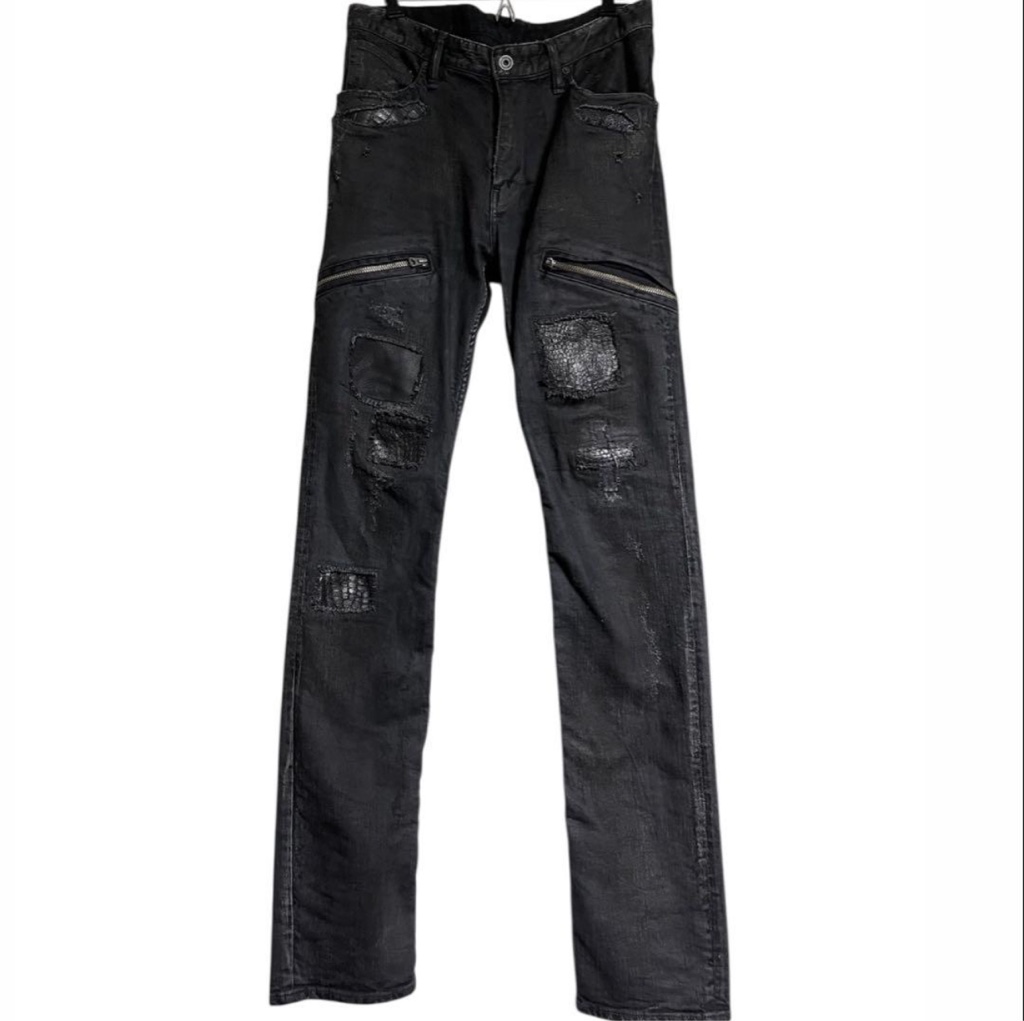 L.G.B leather cross patch denim vkei - ARCHIVESTOCK
