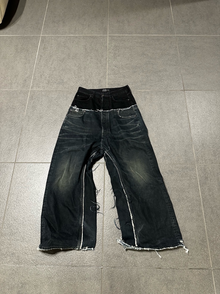 Balenciaga cut up baggy pants black 確実正規品 - ARCHIVESTOCK