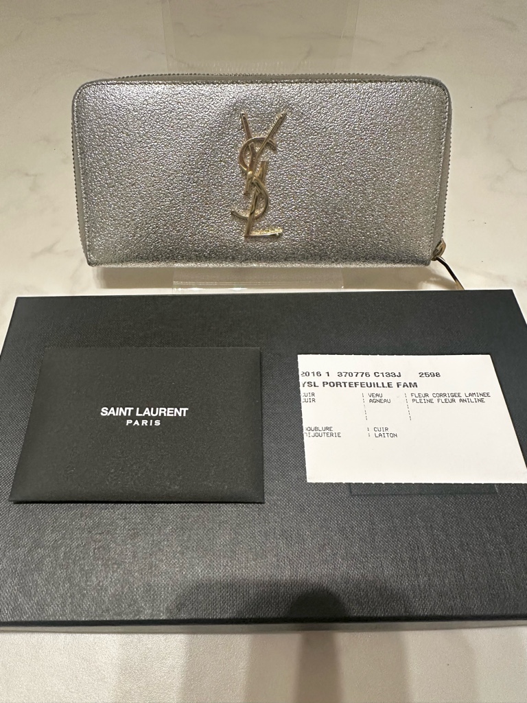 サンローランメタリックグリッターラウンドファスナー長財布 【公式通販】